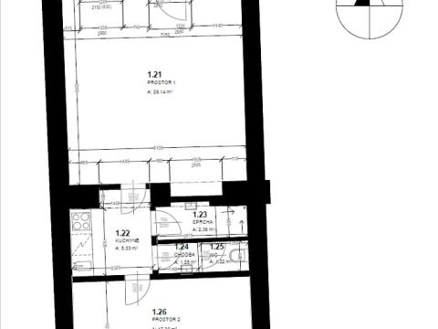 Pronájem bytu 2+1, Praha - Smíchov, Pivovarská, 58 m2