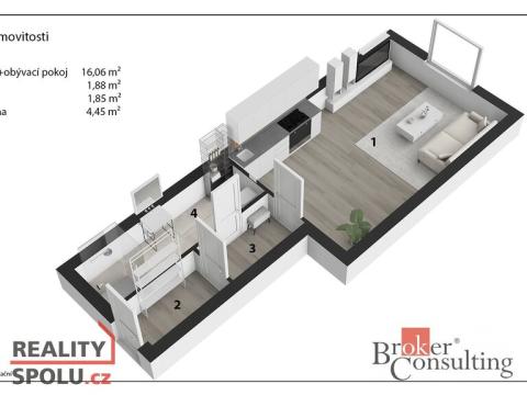 Pronájem bytu 1+kk, Brandýs nad Labem-Stará Boleslav - Brandýs nad Labem, Augustina Lukeše, 24 m2