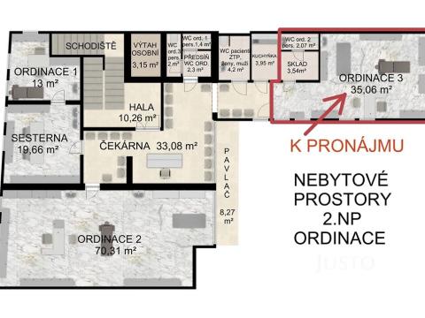 Pronájem ordinace, Písek, Havlíčkovo nám., 41 m2