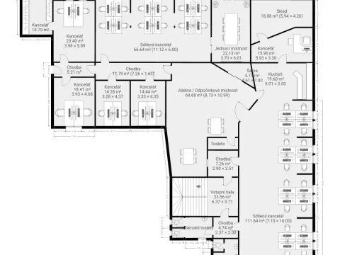 Pronájem kanceláře, Plzeň - Jižní Předměstí, náměstí T. G. Masaryka, 365 m2