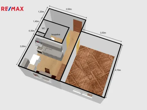 Pronájem bytu 1+1, Hradec Králové - Třebeš, Milady Horákové, 37 m2