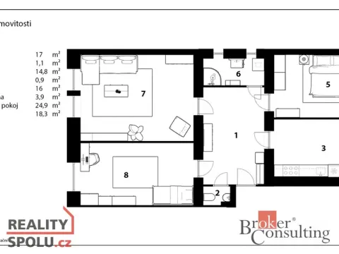 Prodej bytu 2+kk, Praha - Žižkov, Hartigova, 56 m2