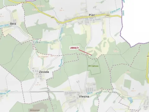 Dražba lesa, Píšť, 1321 m2