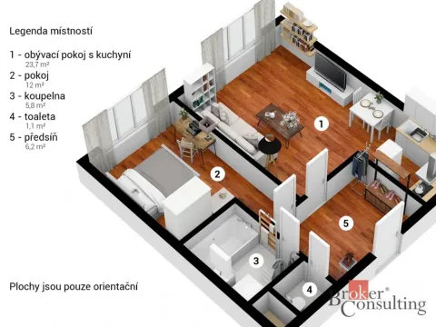 Prodej bytu 2+kk, Králův Dvůr, Popelky Biliánové, 54 m2